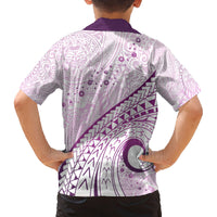 Pasifika Festival Family Matching Off Shoulder Short Dress and Hawaiian Shirt Tribal Pattern Lilac Version LT01 - Polynesian Pride