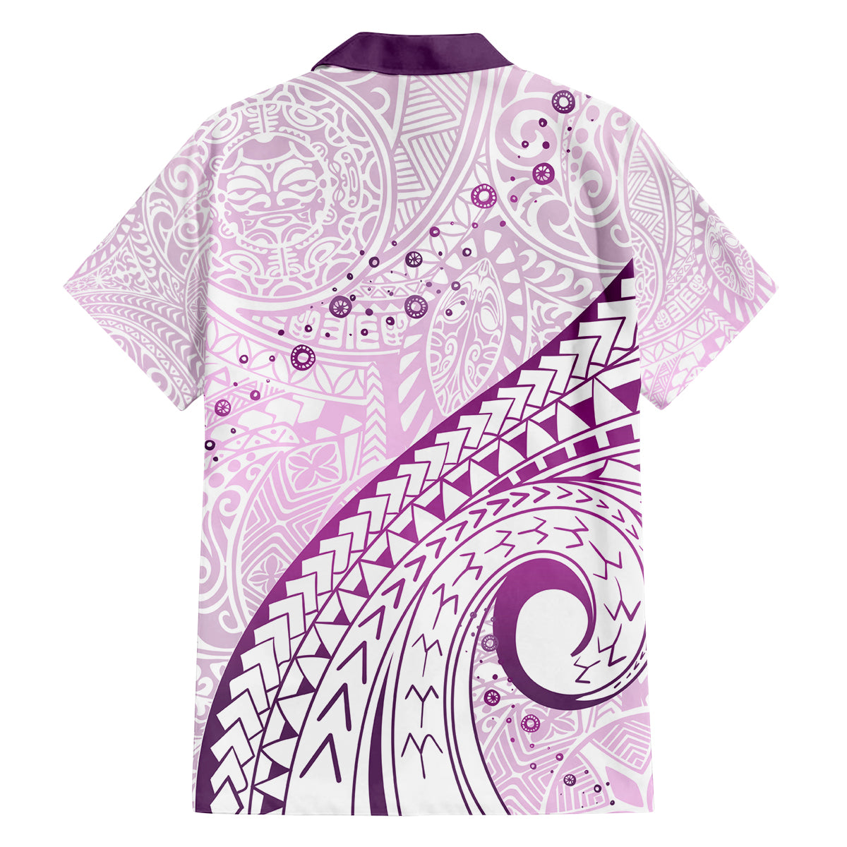 Pasifika Festival Family Matching Off Shoulder Short Dress and Hawaiian Shirt Tribal Pattern Lilac Version LT01 - Polynesian Pride