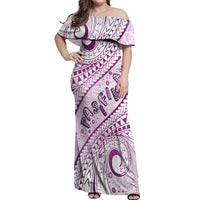 Pasifika Festival Off Shoulder Maxi Dress Tribal Pattern Lilac Version LT01 Women Purple - Polynesian Pride