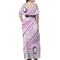 Pasifika Festival Off Shoulder Maxi Dress Tribal Pattern Lilac Version LT01 - Polynesian Pride