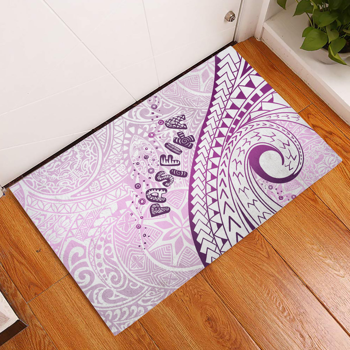 Pasifika Festival Rubber Doormat Tribal Pattern Lilac Version
