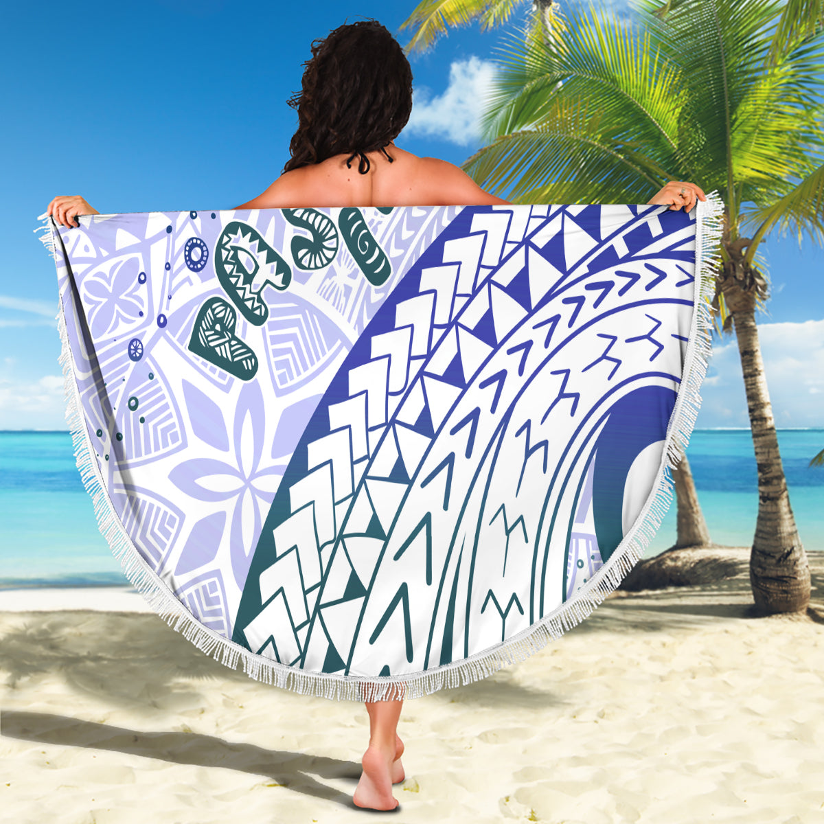 Pasifika Festival Beach Blanket Tribal Pattern Violet Version