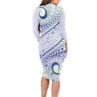 Pasifika Festival Long Sleeve Bodycon Dress Tribal Pattern Violet Version LT01 - Polynesian Pride