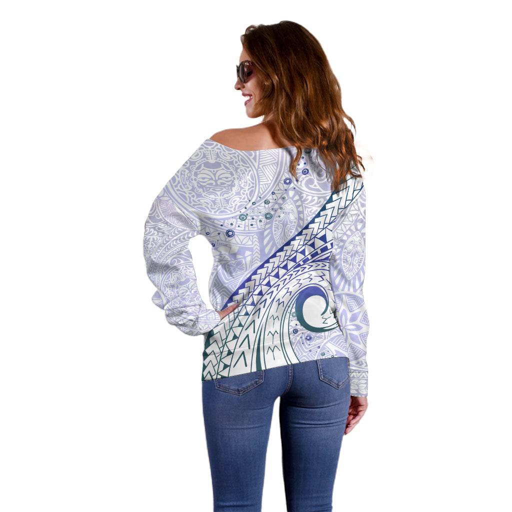 Pasifika Festival Off Shoulder Sweater Tribal Pattern Violet Version LT01 - Polynesian Pride