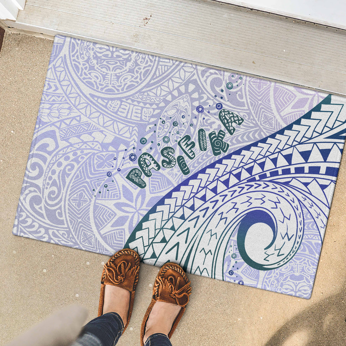 Pasifika Festival Rubber Doormat Tribal Pattern Violet Version LT01 - Polynesian Pride