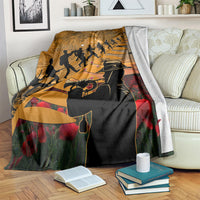 ANZAC Day 2024 Blanket Silver Fern With A Trumpet Soldier