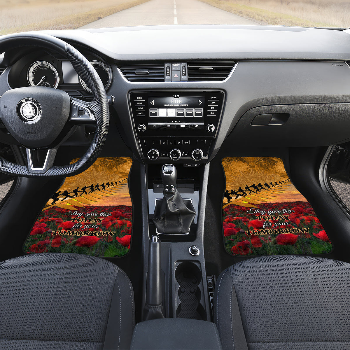 ANZAC Day 2024 Car Mats Silver Fern With A Trumpet Soldier