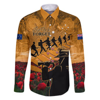 ANZAC Day 2024 Family Matching Off Shoulder Short Dress and Hawaiian Shirt Silver Fern With A Trumpet Soldier LT01 Dad's Shirt - Long Sleeve Art - Polynesian Pride
