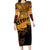 ANZAC Day 2024 Long Sleeve Bodycon Dress Silver Fern With A Trumpet Soldier LT01 Long Dress Art - Polynesian Pride