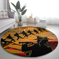 ANZAC Day 2024 Round Carpet Silver Fern With A Trumpet Soldier