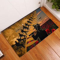 ANZAC Day 2024 Rubber Doormat Silver Fern With A Trumpet Soldier LT01 Art - Polynesian Pride