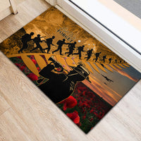 ANZAC Day 2024 Rubber Doormat Silver Fern With A Trumpet Soldier LT01 - Polynesian Pride