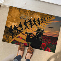 ANZAC Day 2024 Rubber Doormat Silver Fern With A Trumpet Soldier LT01 - Polynesian Pride
