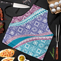Hawaiian Quilt Pattern Apron Purple Blue Color Mixed - Polynesian Pride