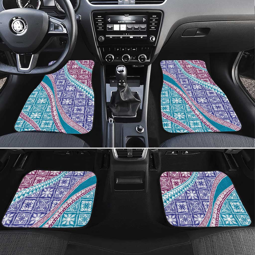 Hawaiian Quilt Pattern Car Mats Purple Blue Color Mixed - Polynesian Pride