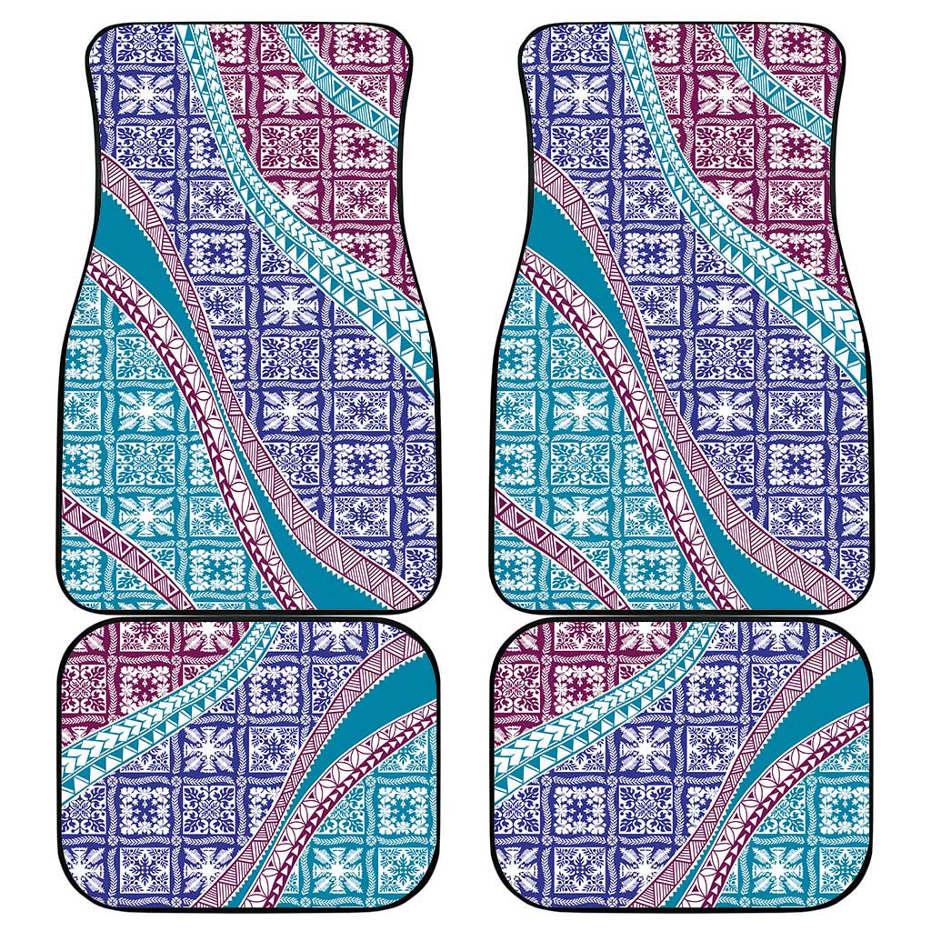 Hawaiian Quilt Pattern Car Mats Purple Blue Color Mixed - Polynesian Pride