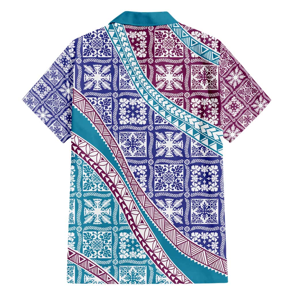 Hawaiian Quilt Pattern Hawaiian Shirt Purple Blue Color Mixed - Polynesian Pride