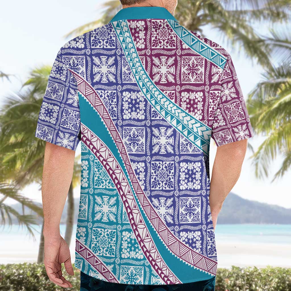 Hawaiian Quilt Pattern Hawaiian Shirt Purple Blue Color Mixed - Polynesian Pride