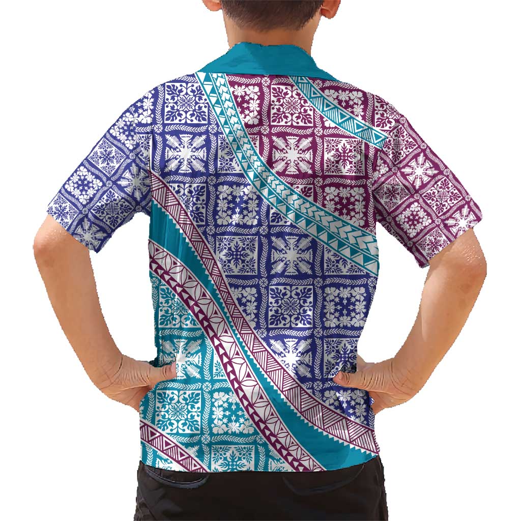 Hawaiian Quilt Pattern Hawaiian Shirt Purple Blue Color Mixed - Polynesian Pride