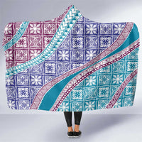 Hawaiian Quilt Pattern Hooded Blanket Purple Blue Color Mixed - Polynesian Pride