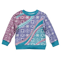Hawaiian Quilt Pattern Kid Ugly Christmas Sweater Purple Blue Color Mixed - Polynesian Pride