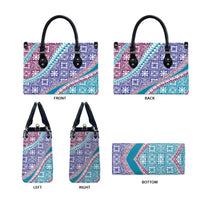 Hawaiian Quilt Pattern Leather Bag Purple Blue Color Mixed - Polynesian Pride