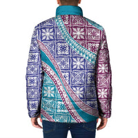Hawaiian Quilt Pattern Padded Jacket Purple Blue Color Mixed - Polynesian Pride