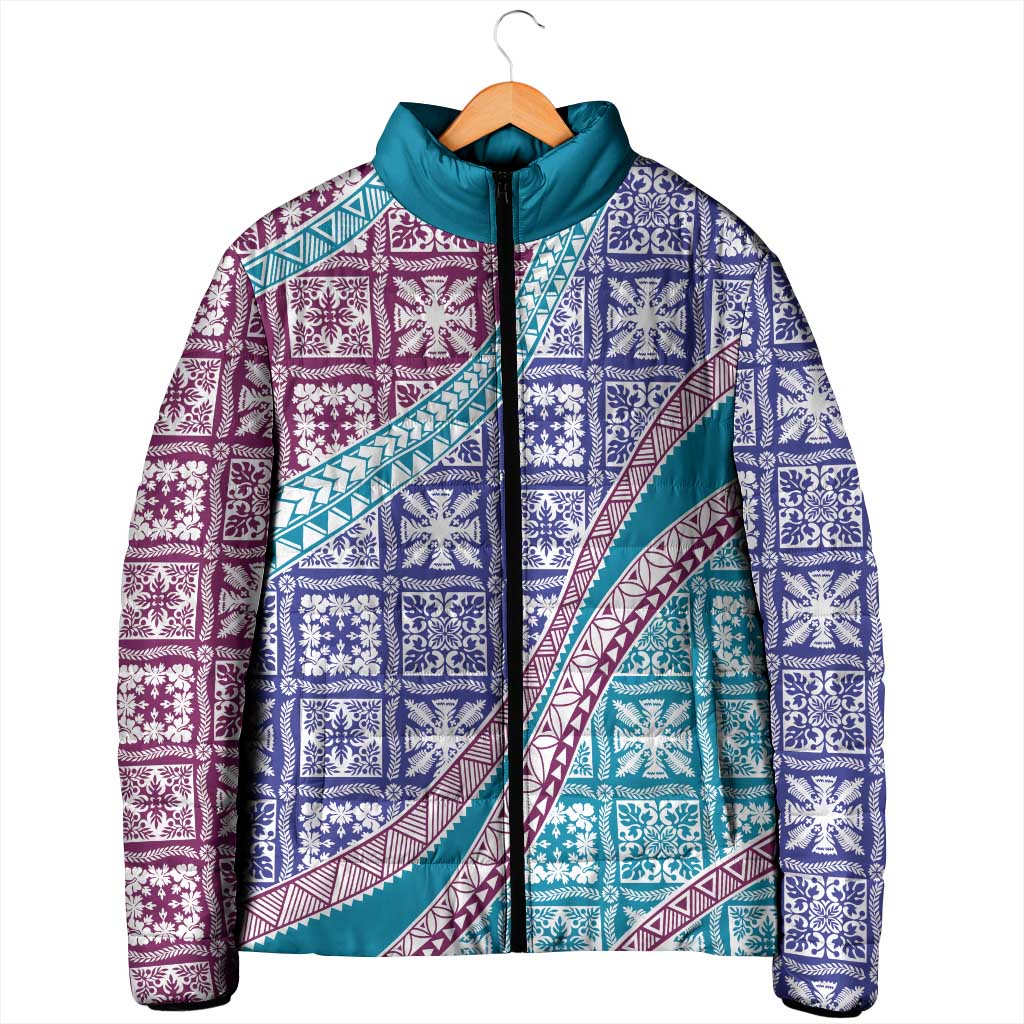 Hawaiian Quilt Pattern Padded Jacket Purple Blue Color Mixed - Polynesian Pride