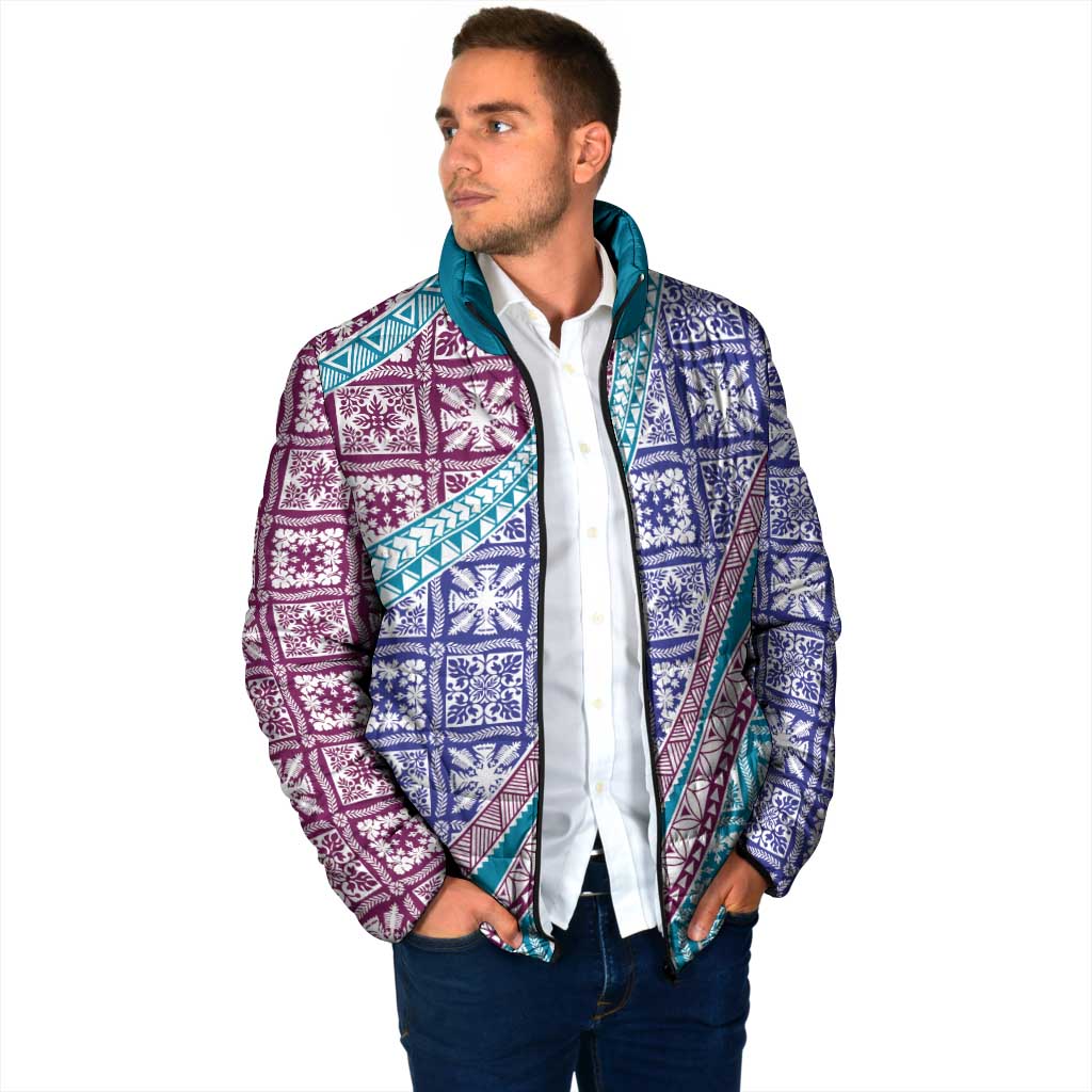 Hawaiian Quilt Pattern Padded Jacket Purple Blue Color Mixed - Polynesian Pride