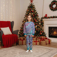 Hawaiian Quilt Pattern Christmas Pajama Set Purple Blue Color Mixed - Polynesian Pride