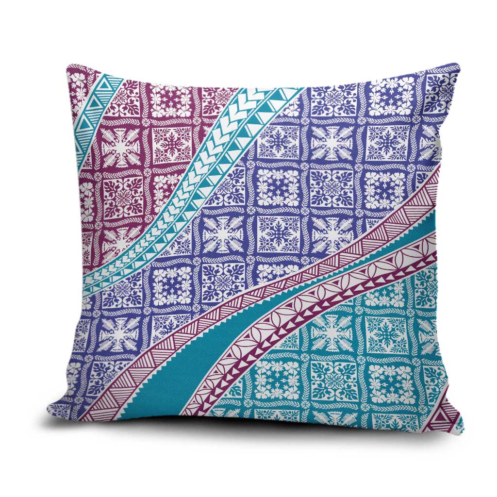 Hawaiian Quilt Pattern Pillow Cover Purple Blue Color Mixed - Polynesian Pride