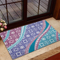 Hawaiian Quilt Pattern Rubber Doormat Purple Blue Color Mixed - Polynesian Pride