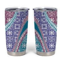 Hawaiian Quilt Pattern Tumbler Cup Purple Blue Color Mixed - Polynesian Pride