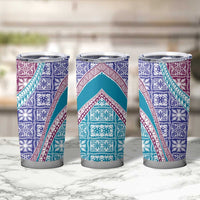 Hawaiian Quilt Pattern Tumbler Cup Purple Blue Color Mixed - Polynesian Pride