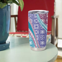 Hawaiian Quilt Pattern Tumbler Cup Purple Blue Color Mixed - Polynesian Pride