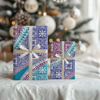 Hawaiian Quilt Pattern Wrapping Paper Purple Blue Color Mixed - Polynesian Pride