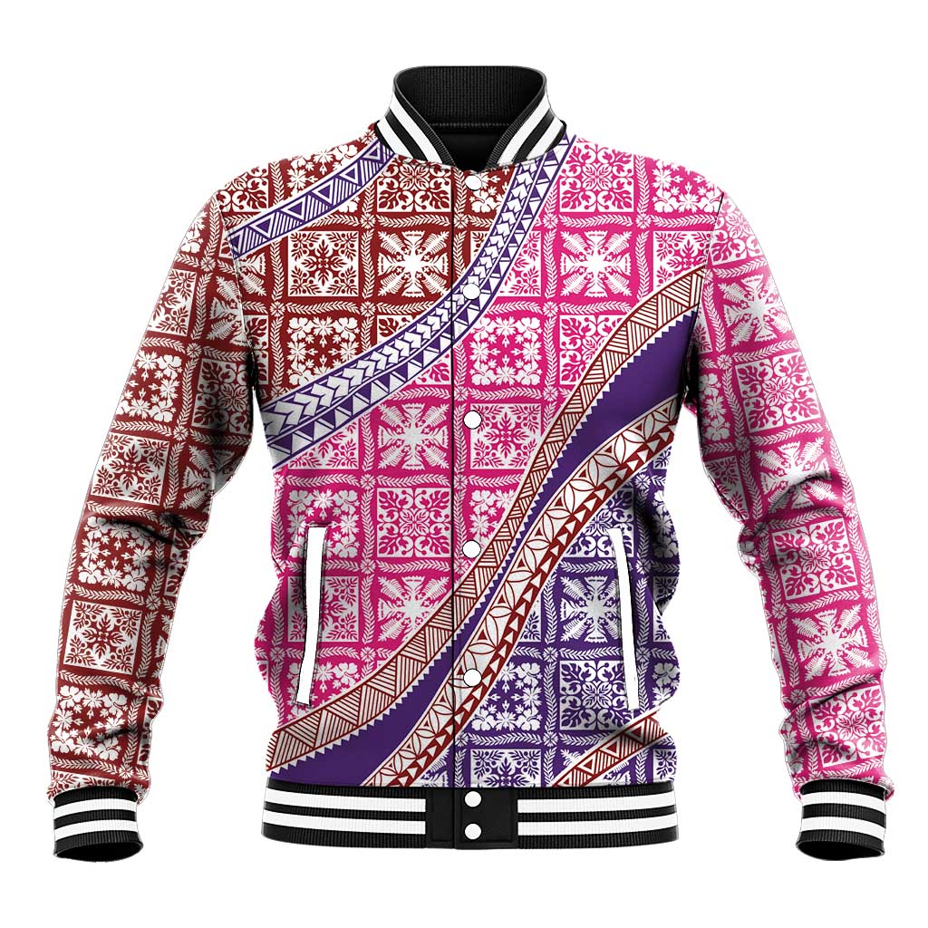 Hawaiian Quilt Pattern Baseball Jacket Sweet Color Mixed - Polynesian Pride