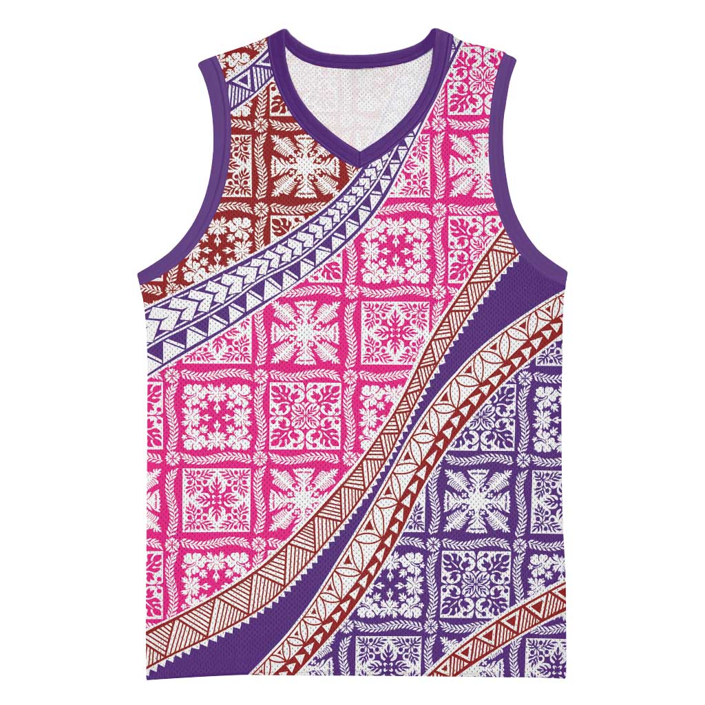 Hawaiian Quilt Pattern Basketball Jersey Sweet Color Mixed - Polynesian Pride