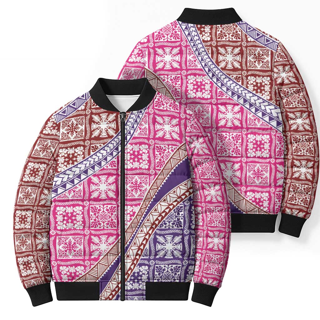 Hawaiian Quilt Pattern Bomber Puffer Jacket Sweet Color Mixed - Polynesian Pride