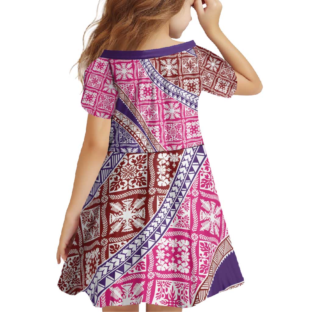 Hawaiian Quilt Pattern Family Matching Long Sleeve Bodycon Dress and Hawaiian Shirt Sweet Color Mixed - Polynesian Pride