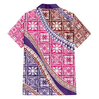 Hawaiian Quilt Pattern Family Matching Off The Shoulder Long Sleeve Dress and Hawaiian Shirt Sweet Color Mixed - Polynesian Pride