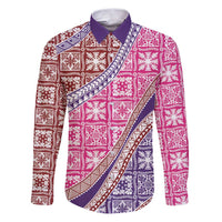 Hawaiian Quilt Pattern Family Matching Puletasi and Hawaiian Shirt Sweet Color Mixed - Polynesian Pride