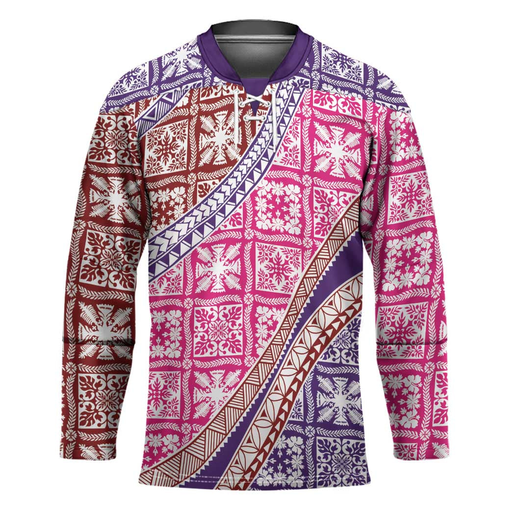 Hawaiian Quilt Pattern Hockey Jersey Sweet Color Mixed - Polynesian Pride