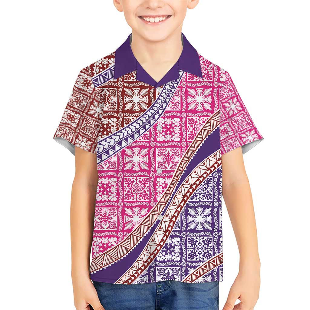 Hawaiian Quilt Pattern Kid Hawaiian Shirt Sweet Color Mixed - Polynesian Pride