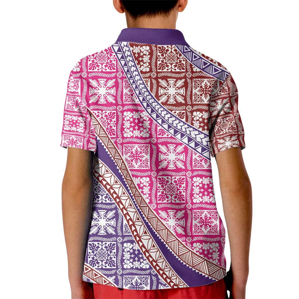 Hawaiian Quilt Pattern Kid Polo Shirt Sweet Color Mixed - Polynesian Pride