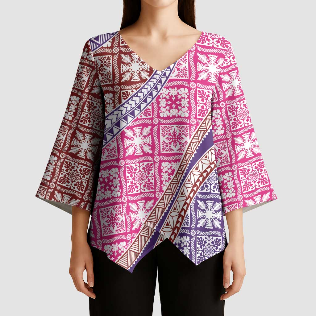 Hawaiian Quilt Pattern Kimono Sleeve Blouse Sweet Color Mixed - Polynesian Pride