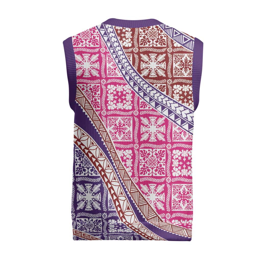 Hawaiian Quilt Pattern Christmas Knitted V-Neck Vest Sweet Color Mixed - Polynesian Pride