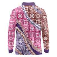 Hawaiian Quilt Pattern Long Sleeve Polo Shirt Sweet Color Mixed - Polynesian Pride