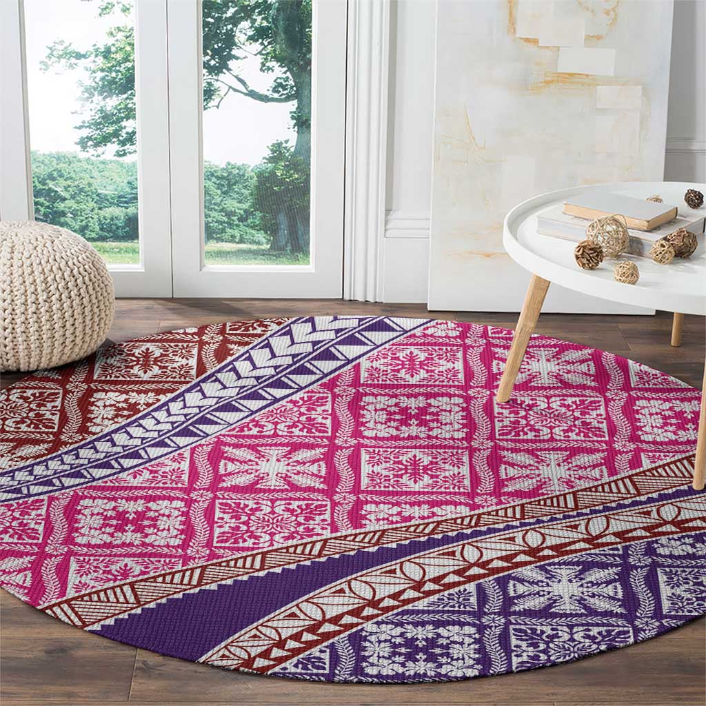 Hawaiian Quilt Pattern Round Carpet Sweet Color Mixed - Polynesian Pride