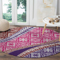 Hawaiian Quilt Pattern Round Carpet Sweet Color Mixed - Polynesian Pride